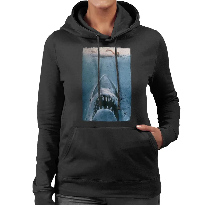 Jaws Classic Poster Stalking Prey Women's Hooded Sweatshirt Hoodie with Embroidery Detailed Premium Jaws Classic Poster Stalking Prey Women's Hooded Sweatshirt Hoodie with Embroidery Detailed Premium