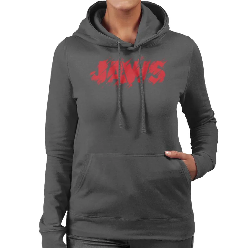 Jaws Vintage Bitten Logo Women's Hooded Sweatshirt Hoodie with Hem Contrast Bold Stylish