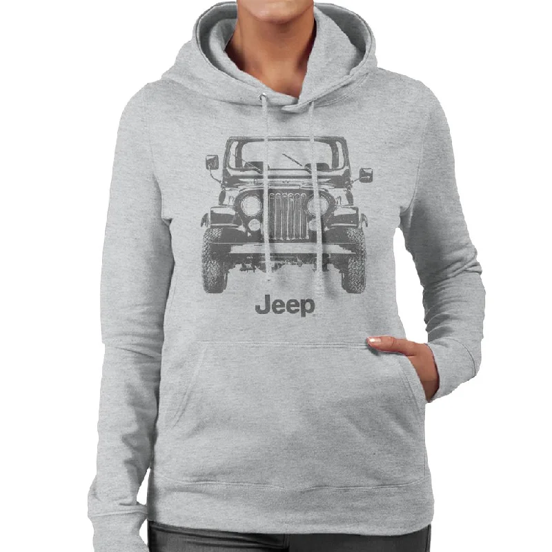 Jeep Classic Front View Women's Hooded Sweatshirt Hoodie with Half-Zip Sporty Casual Jeep Classic Front View Women's Hooded Sweatshirt Hoodie with Half-Zip Sporty Casual