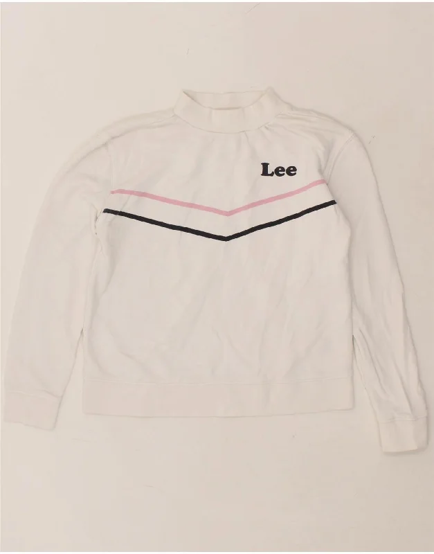 LEE Womens Regular Fit Sweatshirt Jumper UK 10 Small White Cotton Hoodie with Elastic Waist Stretchable Comfortable LEE Womens Regular Fit Sweatshirt Jumper UK 10 Small White Cotton Hoodie with Elastic Waist Stretchable Comfortable