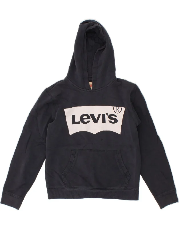 LEVI'S Girls Graphic Hoodie Jumper 13-14 Years Navy Blue Cotton Hoodie with Cuffed Sleeves Snug Secure LEVI'S Girls Graphic Hoodie Jumper 13-14 Years Navy Blue Cotton Hoodie with Cuffed Sleeves Snug Secure
