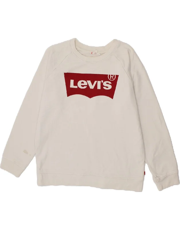 LEVI'S Mens Graphic Sweatshirt Jumper Medium White Cotton