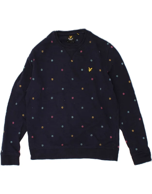 LYLE & SCOTT Mens Sweatshirt Jumper Large Navy Blue Spotted Cotton Hoodie with Ribbed Neckline Snug Warm LYLE & SCOTT Mens Sweatshirt Jumper Large Navy Blue Spotted Cotton Hoodie with Ribbed Neckline Snug Warm