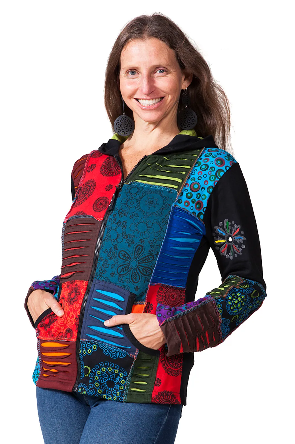 Magnifique Zip Hoodie Hoodie with Rolled Sleeves Casual Relaxed