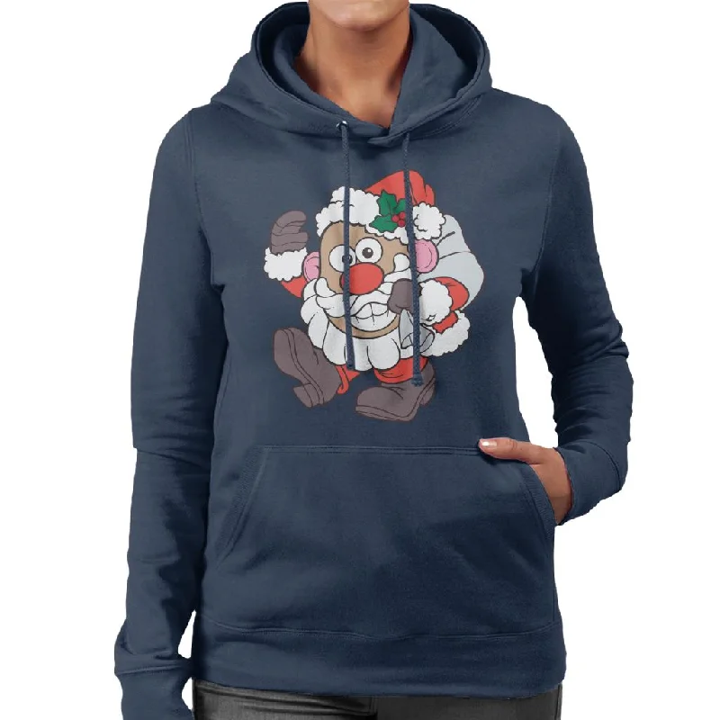 Mr Potato Head Christmas Father Christmas Women's Hooded Sweatshirt Hoodie with Metallic Shiny Futuristic Mr Potato Head Christmas Father Christmas Women's Hooded Sweatshirt Hoodie with Metallic Shiny Futuristic