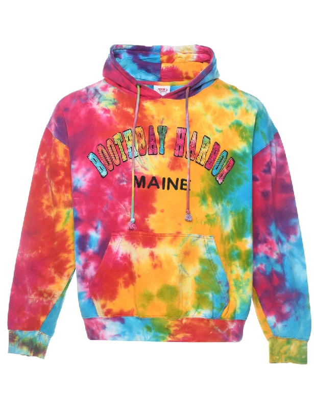 Multi-Colour Tie-Dye Design Hoodie - L