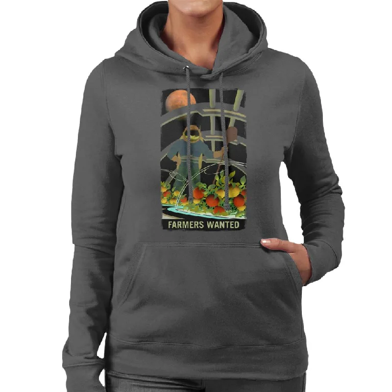 NASA Farmers Wanted Women's Hooded Sweatshirt Hoodie with Belted Waist Structured Tailored