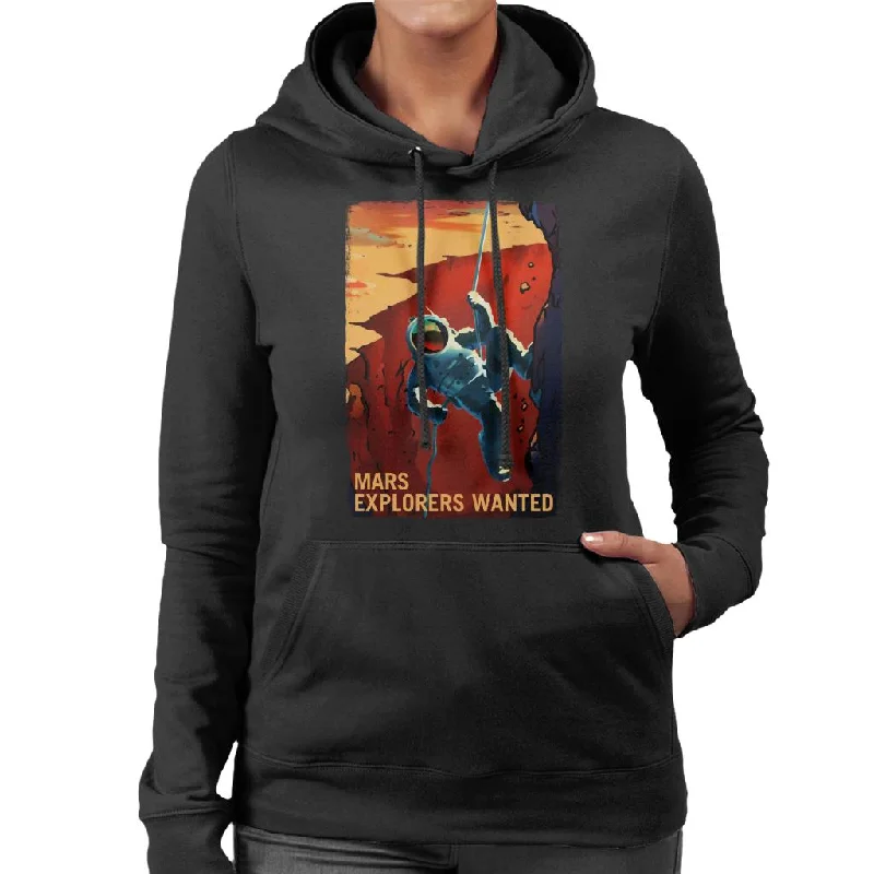 NASA Mars Explorers Wanted Women's Hooded Sweatshirt Hoodie with Side Slits Relaxed Casual