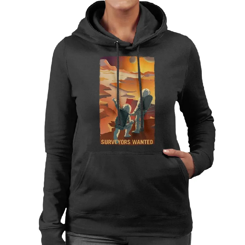 NASA Surveyors Wanted Women's Hooded Sweatshirt Hoodie with Magnetic Closure Innovative Modern