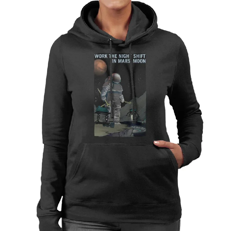 NASA Work The Night Shift On Mars Moon Women's Hooded Sweatshirt Hoodie with High-Low Hem Asymmetrical Trendy