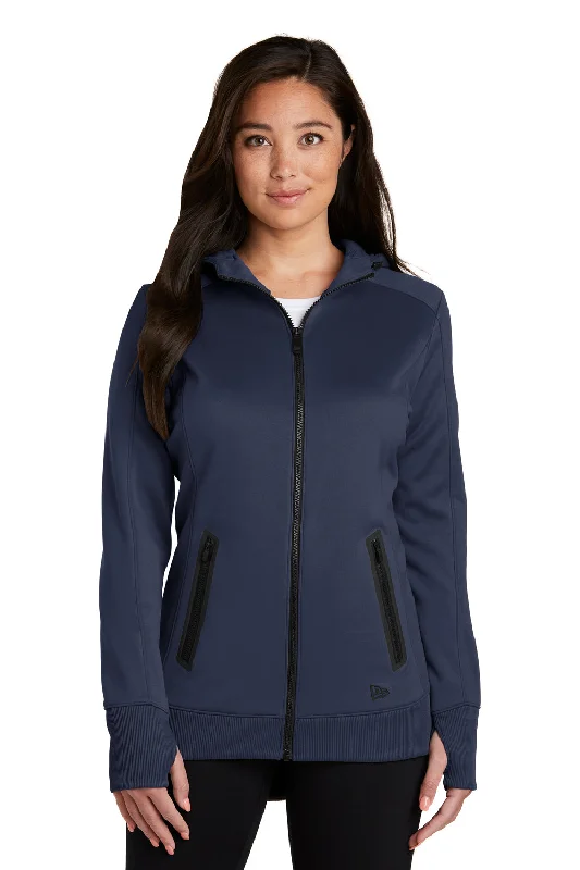 New Era Womens Venue Moisture Wicking Fleece Full Zip Hooded Sweatshirt Hoodie - Navy Blue