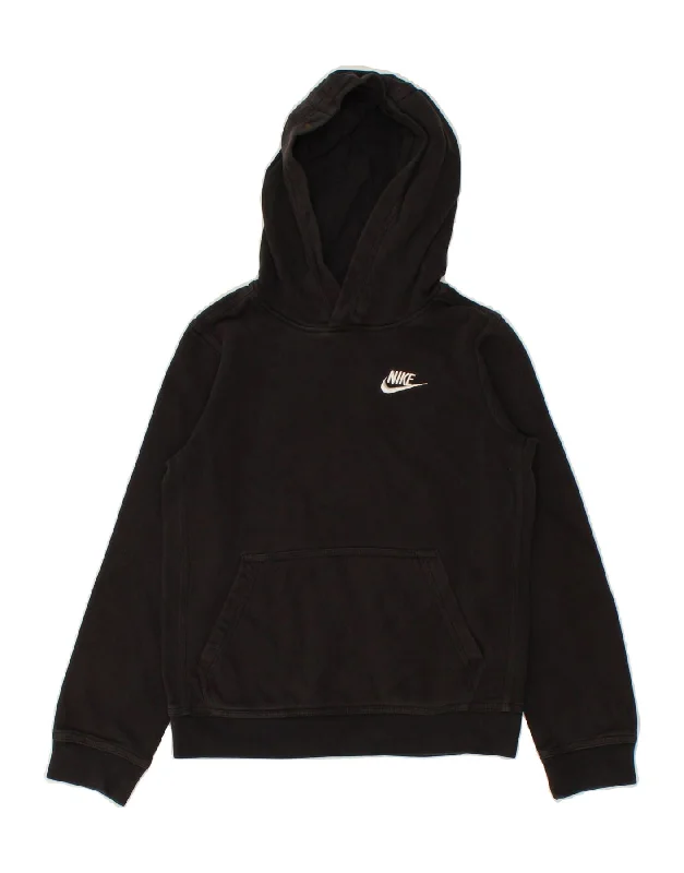 NIKE Boys Hoodie Jumper 10-11 Years Medium Black Cotton Hoodie with Half-Zip Sporty Casual NIKE Boys Hoodie Jumper 10-11 Years Medium Black Cotton Hoodie with Half-Zip Sporty Casual