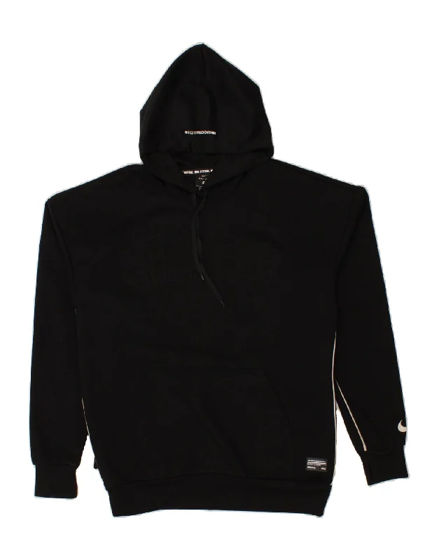 NIKE Mens Dri Fit Graphic Hoodie Jumper Small Black Polyester