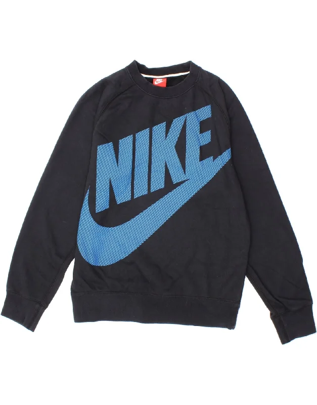 NIKE Mens Graphic Sweatshirt Jumper Small Navy Blue Cotton