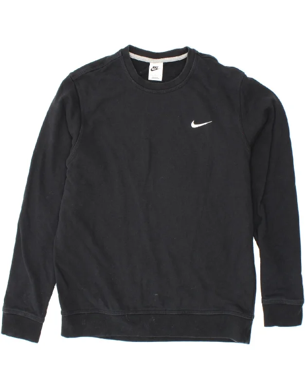 NIKE Mens Sweatshirt Jumper Large Black Cotton Hoodie with Pastel Soft Subtle
