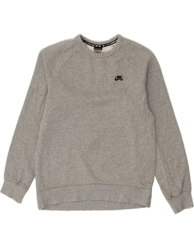 NIKE Mens Sweatshirt Jumper Medium Grey Cotton Hoodie with Pocket Utility Practical