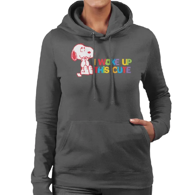 Peanuts I Woke Up This Cute Snoopy Women's Hooded Sweatshirt Hoodie with Color Block Contrast Stylish Peanuts I Woke Up This Cute Snoopy Women's Hooded Sweatshirt Hoodie with Color Block Contrast Stylish