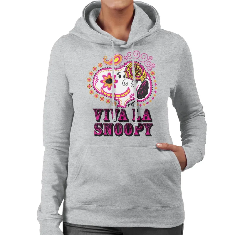 Peanuts Viva La Snoopy Women's Hooded Sweatshirt Hoodie with Ribbed Cuffs Snug Fit Comfort Peanuts Viva La Snoopy Women's Hooded Sweatshirt Hoodie with Ribbed Cuffs Snug Fit Comfort