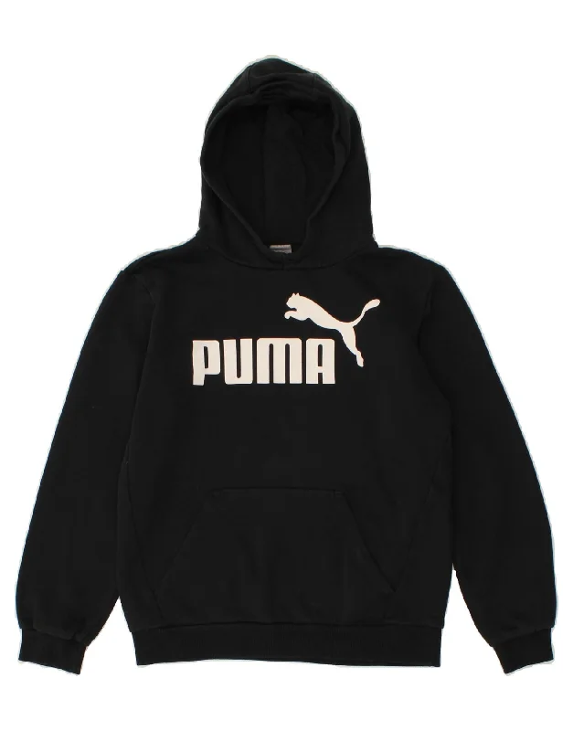 PUMA Boys Graphic Hoodie Jumper 13-14 Years Black Hoodie Jacket Zipper Layering