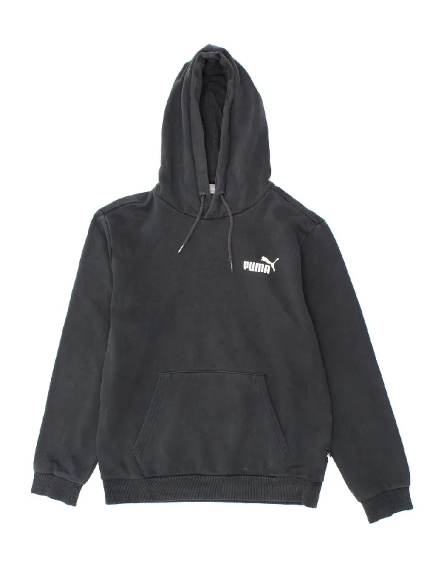 PUMA Mens Hoodie Jumper Small Black Cotton