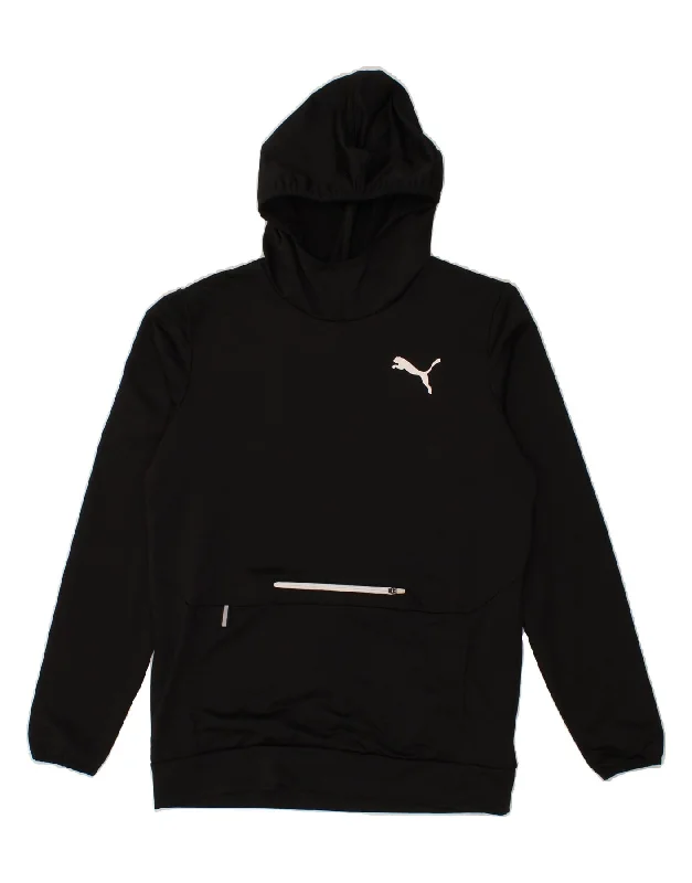 PUMA Mens Hoodie Jumper Small Black Polyester