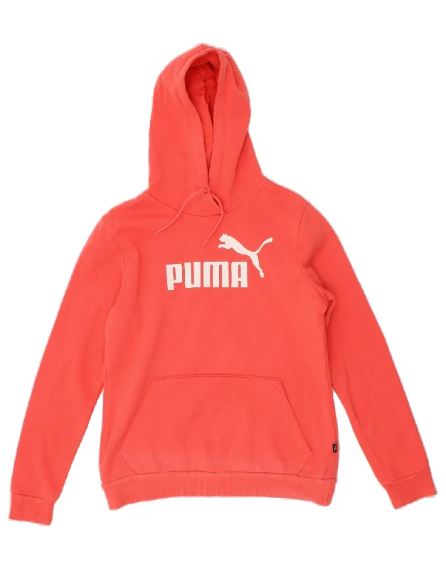 PUMA Womens Graphic Hoodie Jumper UK 10  Small Red Hoodie with Batwing Sleeves Loose Dramatic