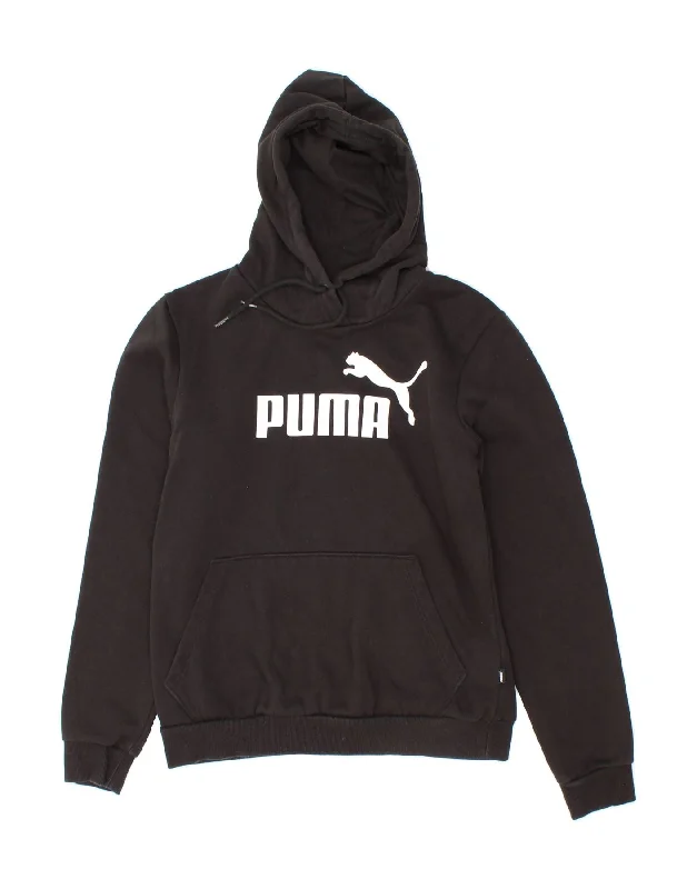 PUMA Womens Graphic Hoodie Jumper UK 12 Medium Black Cotton Hoodie with Fur Luxurious Winter PUMA Womens Graphic Hoodie Jumper UK 12 Medium Black Cotton Hoodie with Fur Luxurious Winter