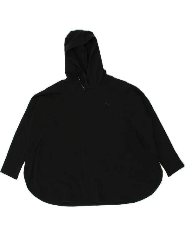 PUMA Womens Oversized Hoodie Jumper UK 10 Small Black Cotton Hoodie with Embroidery Detailed Premium PUMA Womens Oversized Hoodie Jumper UK 10 Small Black Cotton Hoodie with Embroidery Detailed Premium