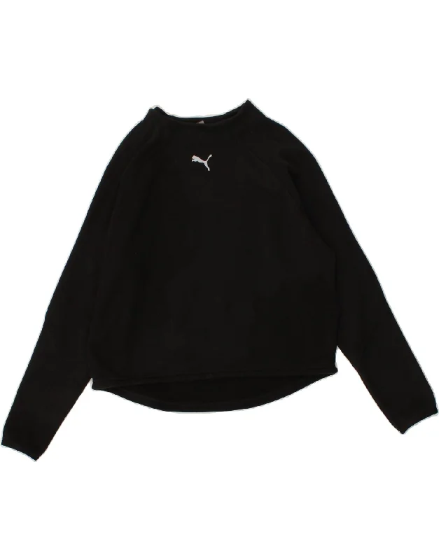PUMA Womens Sweatshirt Jumper UK 14 Medium Black Hoodie with Ribbed Hem Stretchable Secure