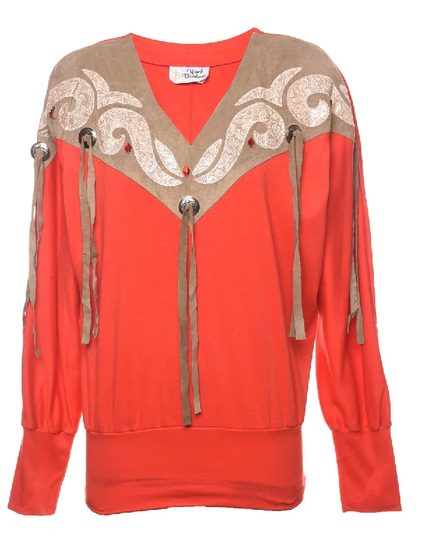 Red Printed Sweatshirt - S