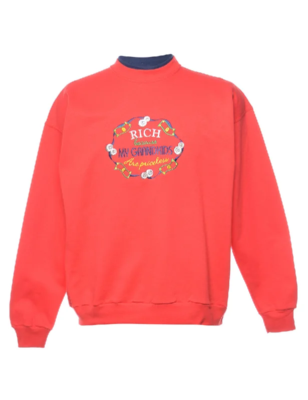 Rich Because My Grandkids Are Priceless Embroidered Sweatshirt - S