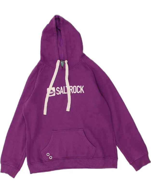 SALTROCK Womens Graphic Hoodie Jumper UK 16 Large Purple Cotton Hoodie with Stripes Bold Sporty SALTROCK Womens Graphic Hoodie Jumper UK 16 Large Purple Cotton Hoodie with Stripes Bold Sporty