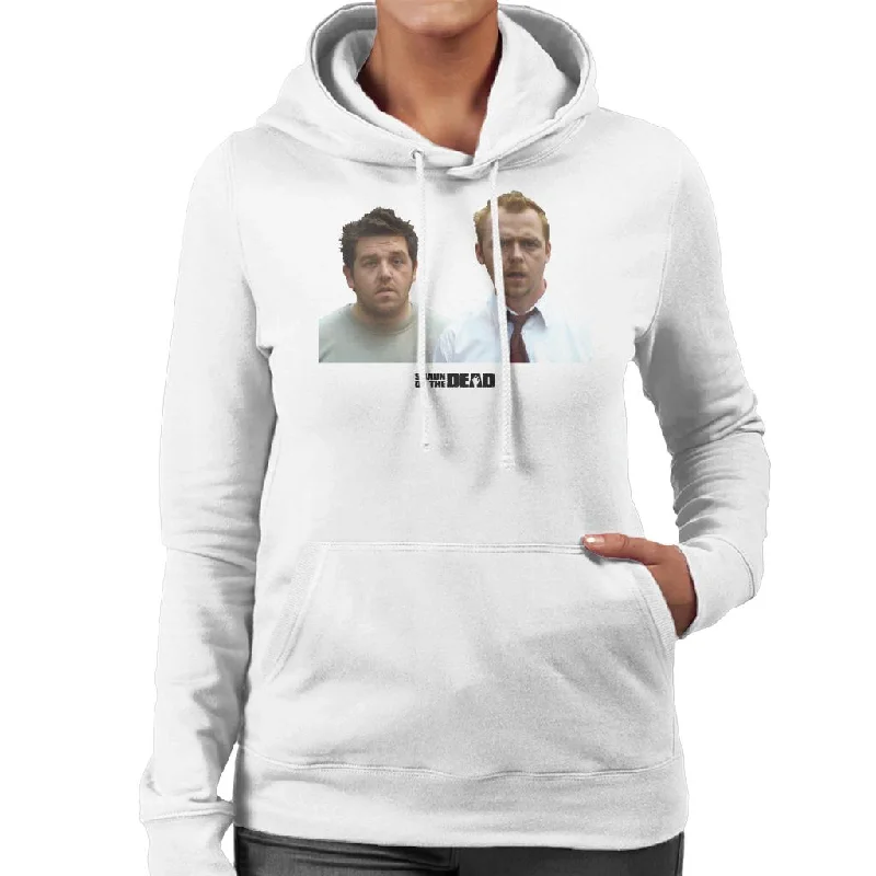 Shaun of the Dead Shaun And Ed In Shock Women's Hooded Sweatshirt Hoodie with Hem Elastic Stretchable Comfortable Shaun of the Dead Shaun And Ed In Shock Women's Hooded Sweatshirt Hoodie with Hem Elastic Stretchable Comfortable