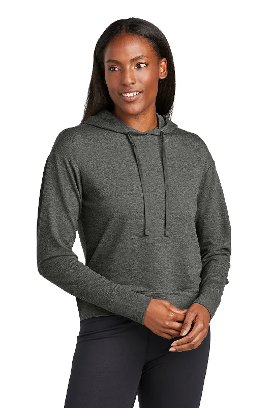 Sport-Tek Womens Sport-Wick Moisture Wicking Flex Fleece Hooded Sweatshirt Hoodie - Heather Dark Grey - NEW