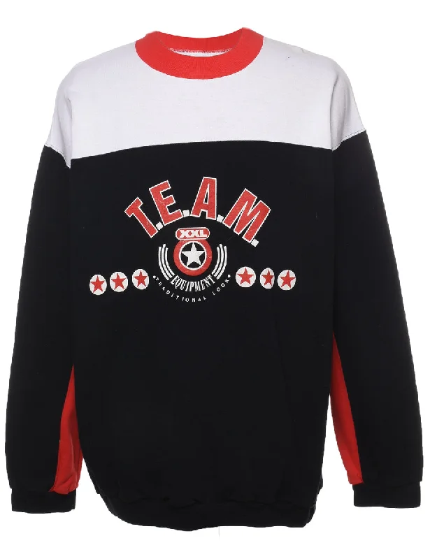 T.E.A.M 1990s Red, Grey & Black Sweatshirt - L