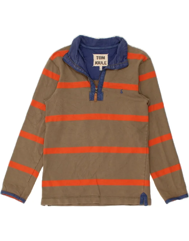 TOM JOULE Mens Zip Neck Sweatshirt Jumper XS Brown Striped Cotton Graphic Hoodie Design Print TOM JOULE Mens Zip Neck Sweatshirt Jumper XS Brown Striped Cotton Graphic Hoodie Design Print