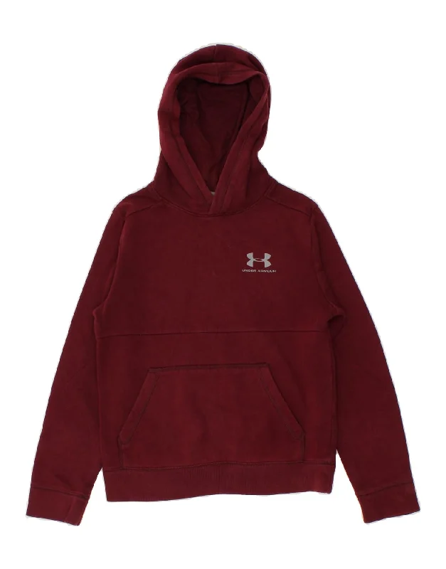 UNDER ARMOUR Girls Cold Gear Hoodie Jumper 9-10 Years Medium Burgundy Hoodie with Snap Buttons Easy Quick UNDER ARMOUR Girls Cold Gear Hoodie Jumper 9-10 Years Medium Burgundy Hoodie with Snap Buttons Easy Quick
