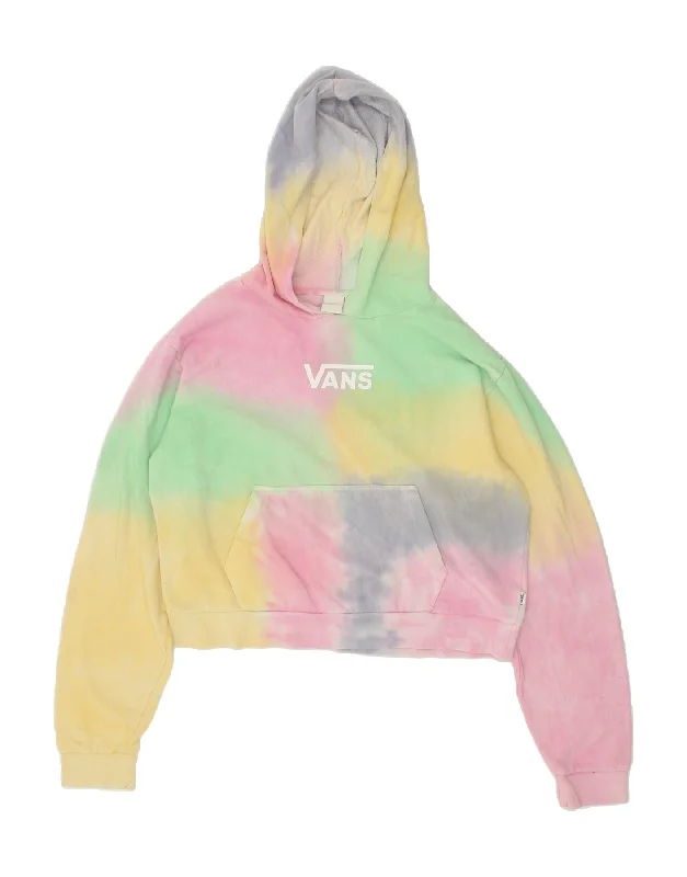 VANS Womens Oversized Crop Hoodie Jumper UK 16 Large Multicoloured Tie Dye Hoodie with Cropped Fit Short Trendy