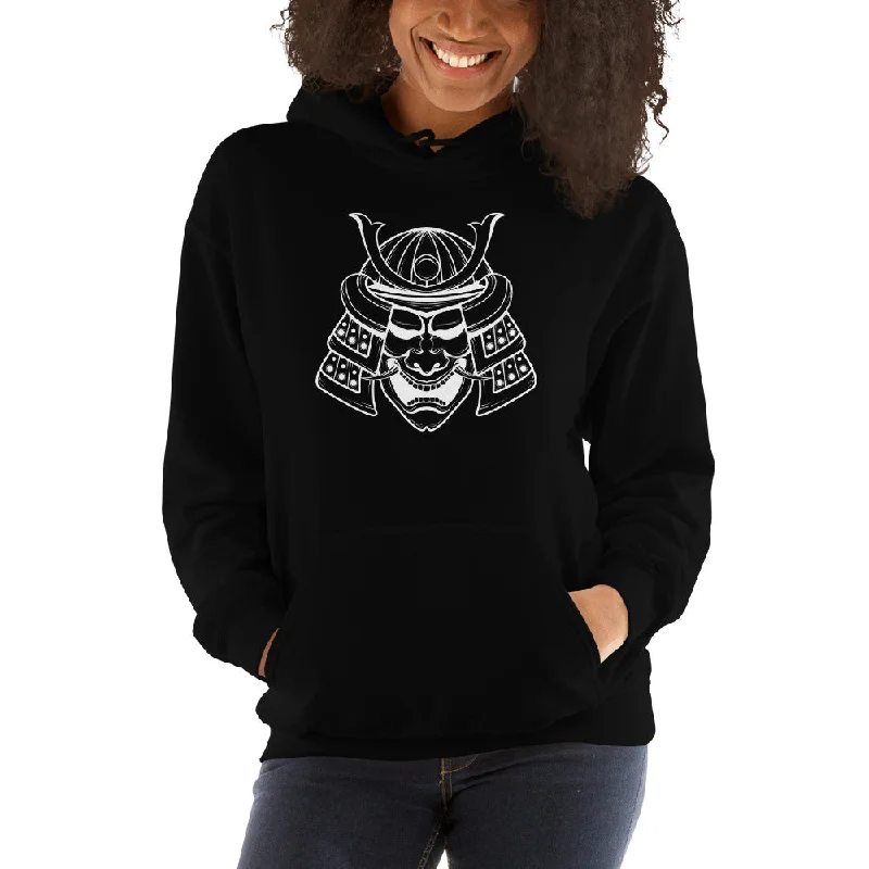 White Samurai Warrior Kabuto Mempo Mask Hoodie Sweatshirt Hoodie with Sequins Glamorous Eye-catching White Samurai Warrior Kabuto Mempo Mask Hoodie Sweatshirt Hoodie with Sequins Glamorous Eye-catching