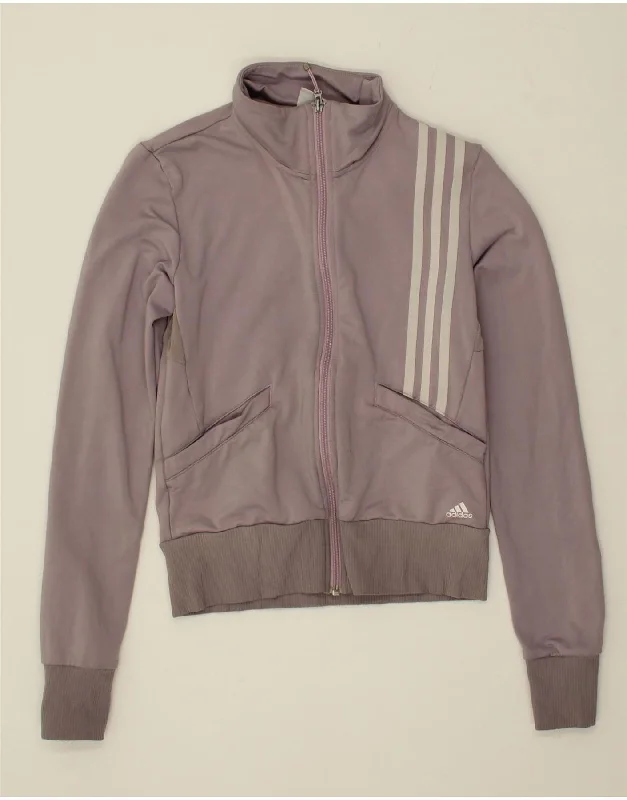 ADIDAS Womens Climalite Crop Tracksuit Top Jacket UK 8 Small Purple Nylon