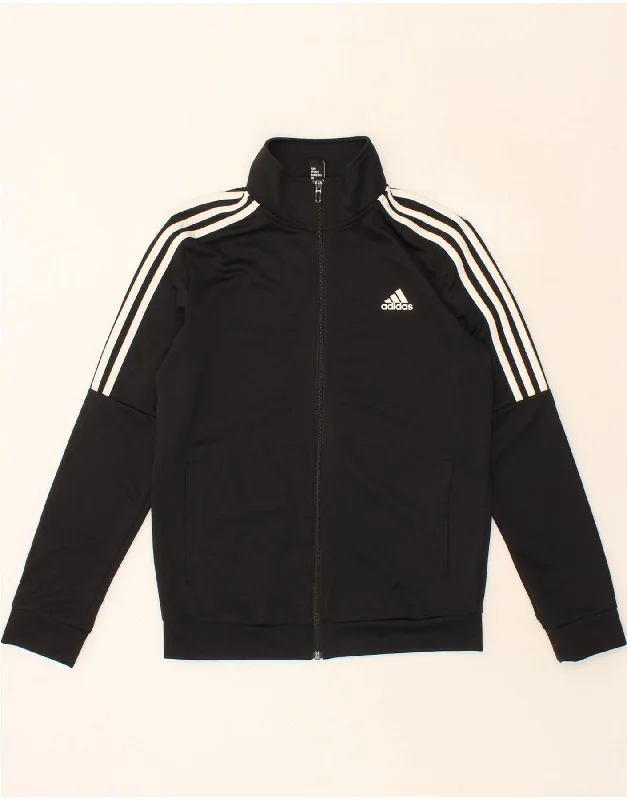 ADIDAS Womens Tracksuit Top Jacket UK 12/14 Medium Black Polyester