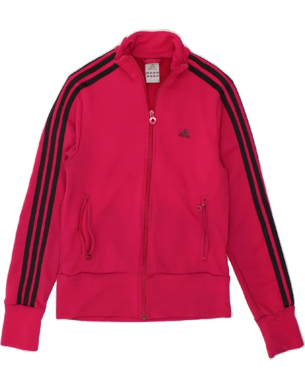 ADIDAS Womens Tracksuit Top Jacket UK 12 Medium Pink Polyester