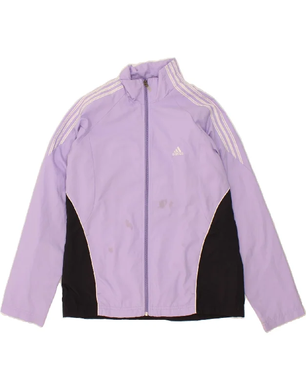 ADIDAS Womens Tracksuit Top Jacket UK 14 Large Purple Colourblock