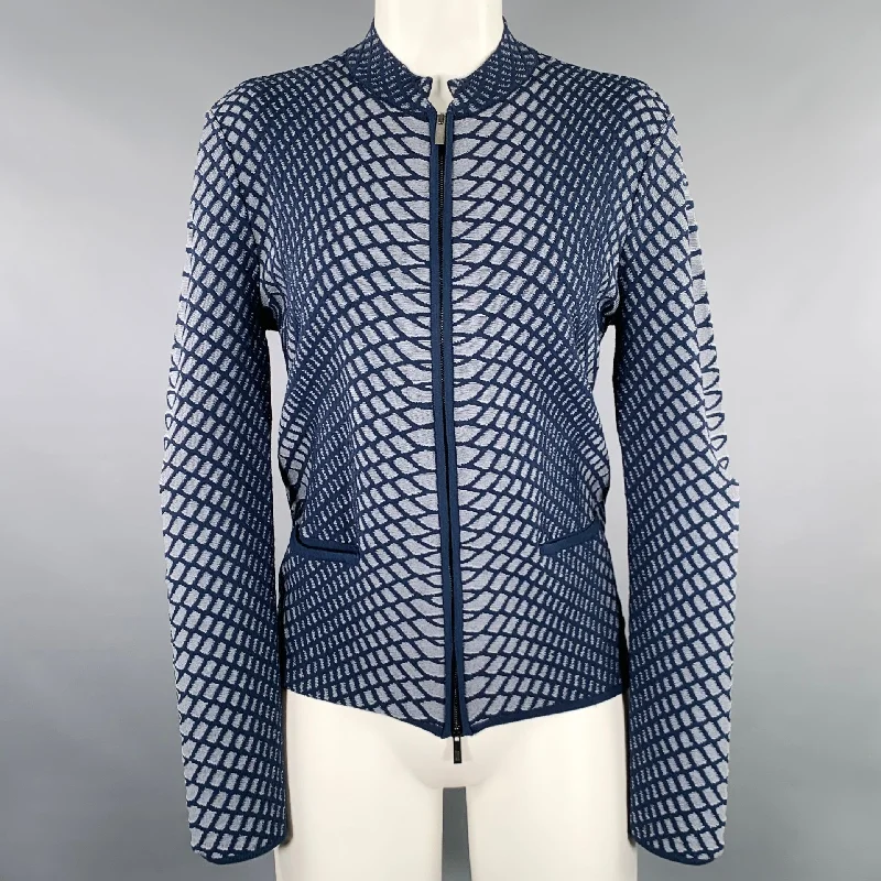 ARMANI COLLEZIONI Size 8 Blue Viscose Polyester Jacket