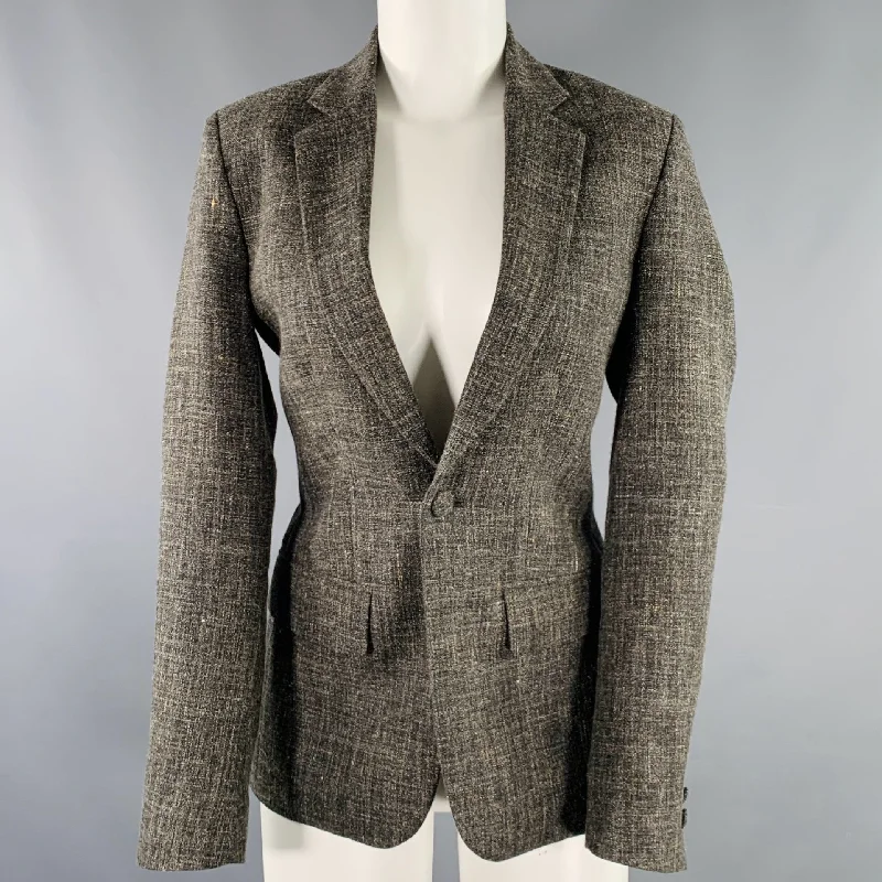 BILLY REID Size 4 Grey Wool Blend Tweed Notch Lapel Jacket Blazer