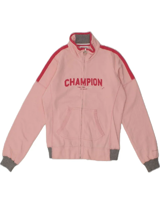 CHAMPION Womens Graphic Tracksuit Top Jacket UK 10 Small Pink Colourblock