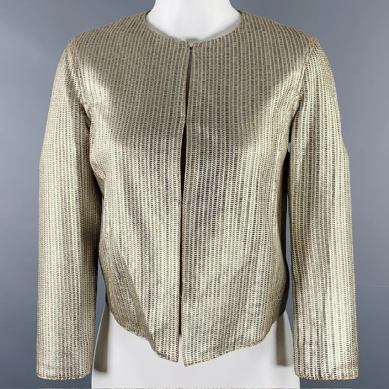 DROME Size XS Gold Perforated Lamb Skin Eye Hook Jacket Blazer