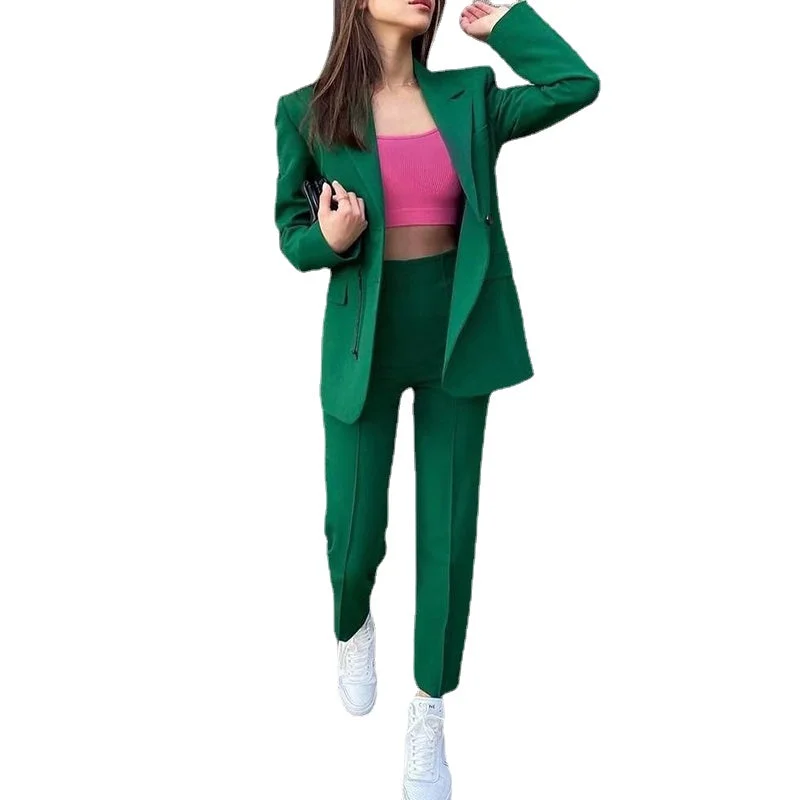 Green Women Coat Suits 2 Pieces Slim Fit Formal Celebrity Lady Wear Photograph Jacket Wear Party Prom Outfit