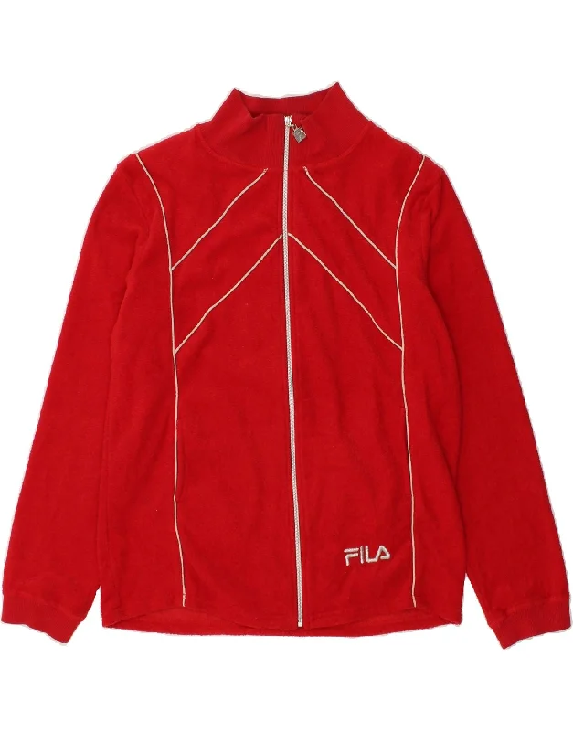 FILA Womens Tracksuit Top Jacket UK 16 Large Red Polyester