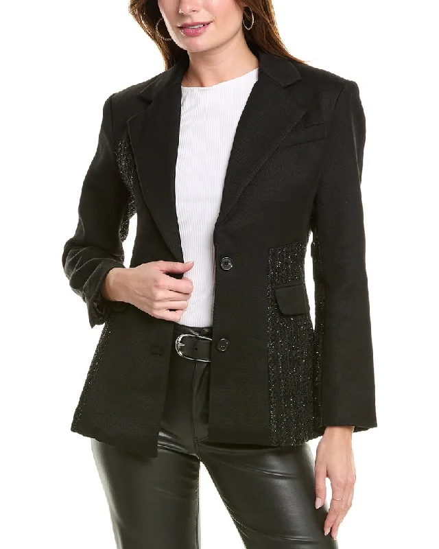 Gracia V-Neck Flare Classy Wool-Blend Jacket